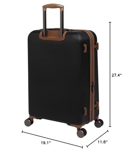 it luggage Quaint 27" Hardside Checked 8 Wheel Expandable Spinner, Black with Almond Trim