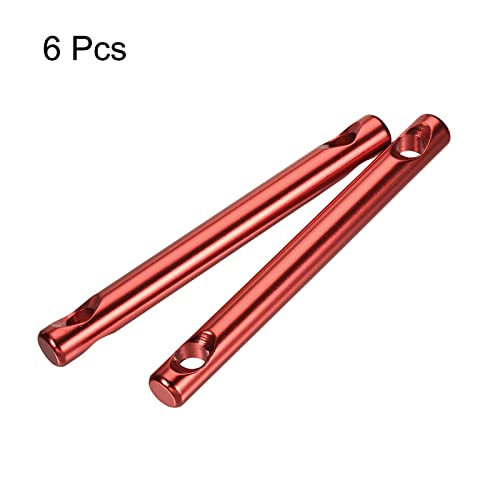 MECCANIXITY Tent Rope Adjusters, 100mm 2 Hole Aluminum Alloy Tensioners Guyline Cord Fasteners for Outdoor Camping Hiking, Red Pack of 6