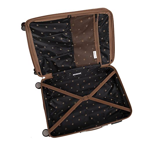 it luggage Quaint 27" Hardside Checked 8 Wheel Expandable Spinner, Black with Almond Trim