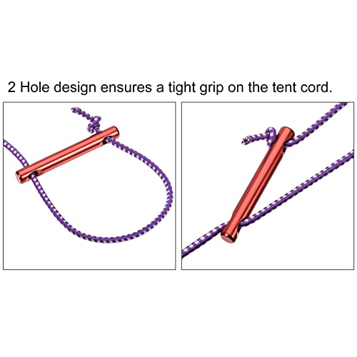 MECCANIXITY Tent Rope Adjusters, 100mm 2 Hole Aluminum Alloy Tensioners Guyline Cord Fasteners for Outdoor Camping Hiking, Red Pack of 6