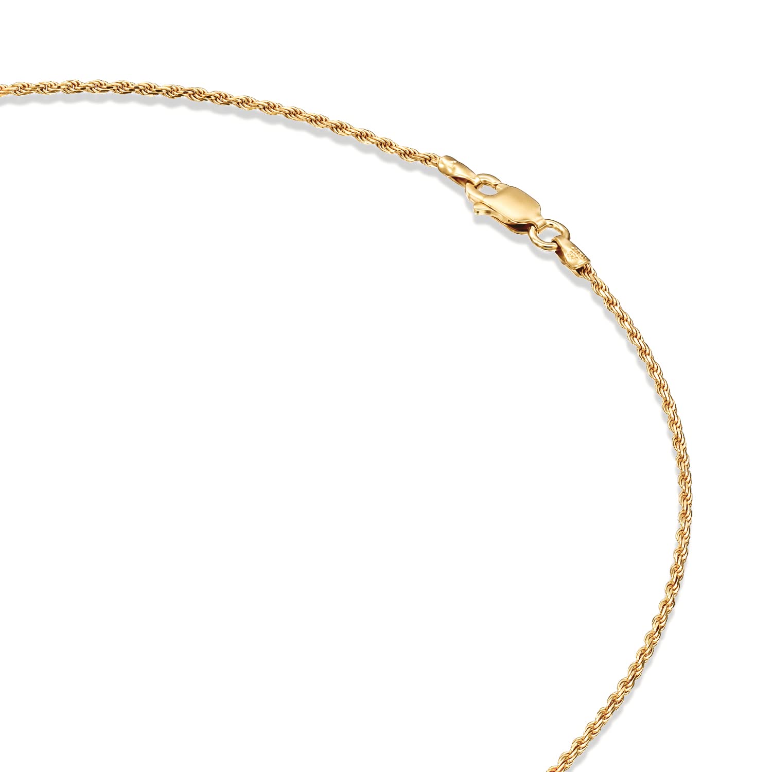 PAVOI Italian Solid 925 Sterling Silver, 22K Gold Plated, Italian Diamond-Cut Rope Chain Necklace for Men and Women, MADE IN ITALY (18, Yellow Gold)