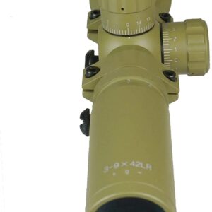 DB TAC INC Tan Color 3-9x42 Wide Angle Long Eye Relief Scout Scope with Extra Low Profile Weaver Scope Rings, Tan Dark Earth Anodized