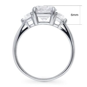 BERRICLE Sterling Silver 3-Stone Wedding Engagement Rings Round Cubic Zirconia CZ Ring for Women, Rhodium Plated Size 7