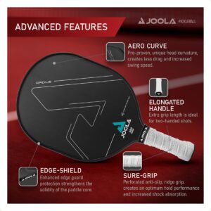 JOOLA Radius Pro Pickleball Paddle with Textured Carbon Grip Surface - Creates More Spin and Maximum Control - Largest Sweetspot - 16mm Pickleball Racket with Response Polypropylene Honeycomb Core