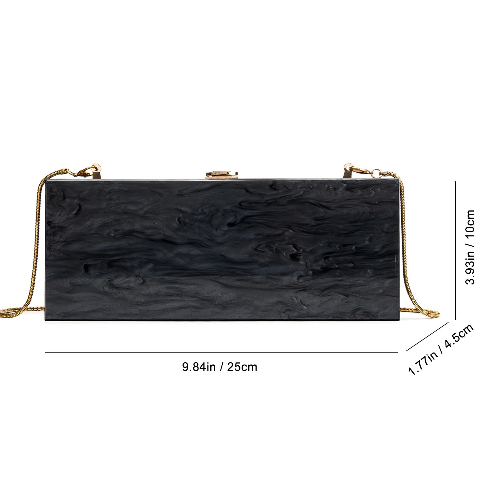 Acrylic Clutch Evening Bag Long Pearl Acrylic Clutch Purse Handbag for Dinner Party Wedding iPhone Black