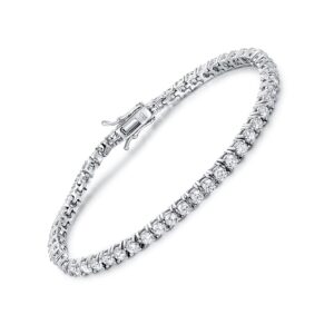 TIKJE 925 Sterling Silver 3mm Cubic Zirconia Classic Tennis Bracelet | White Gold Bracelets for Women | Size 6.5 Inch