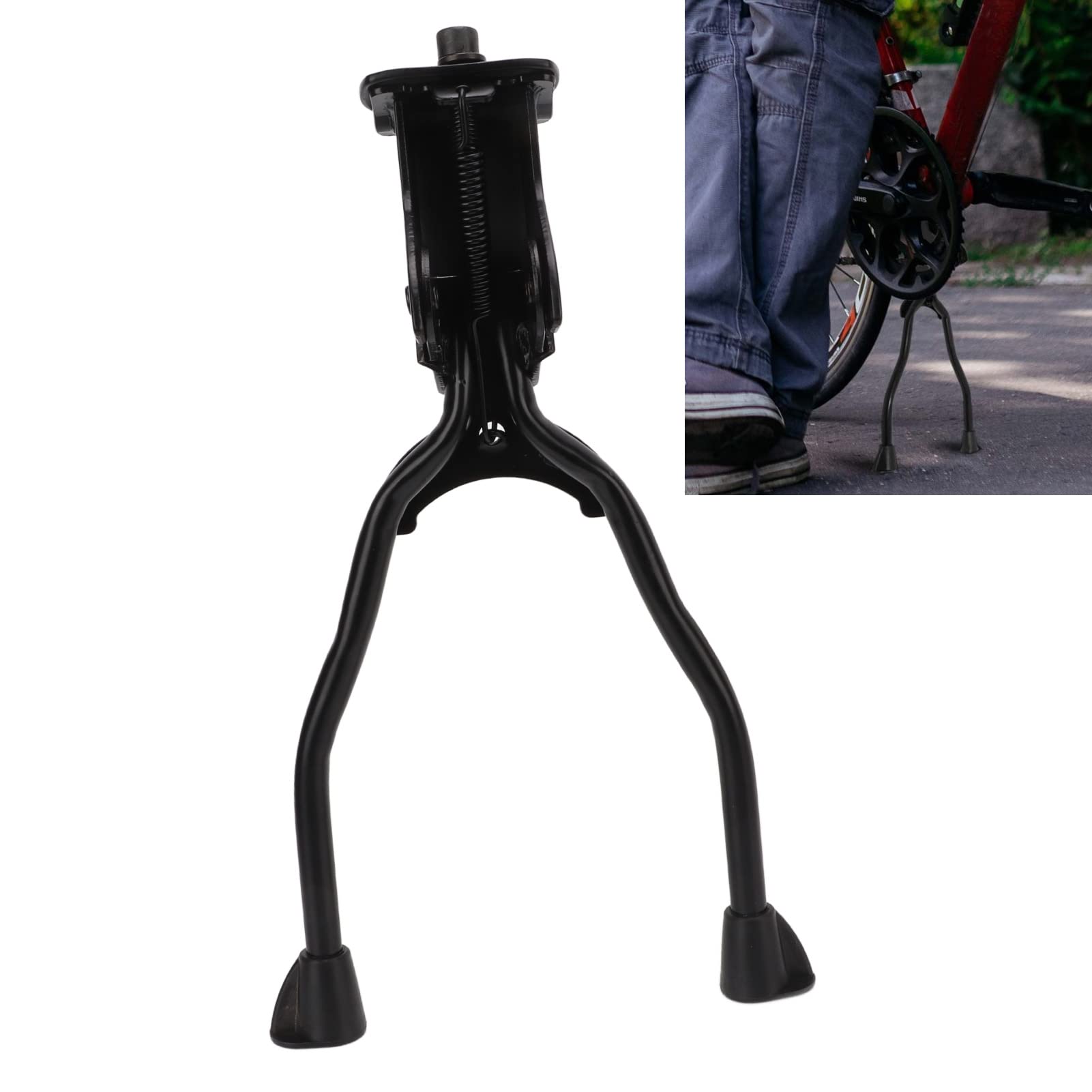 LAJS Bike Kickstand, Center Mount Bike Kickstand Double Leg Bicycle Stand Adjustable Foldable Anti Slip, Bicycle Kickstand Bike Stand for Most 26" and Above Bicycle, Double Leg Bike Kickstand