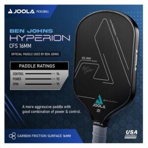 JOOLA Ben Johns Hyperion CFS Pickleball Paddle - Carbon Surface with High Grit & Spin, Elongated Handle, USAPA Approved Ben Johns Paddle