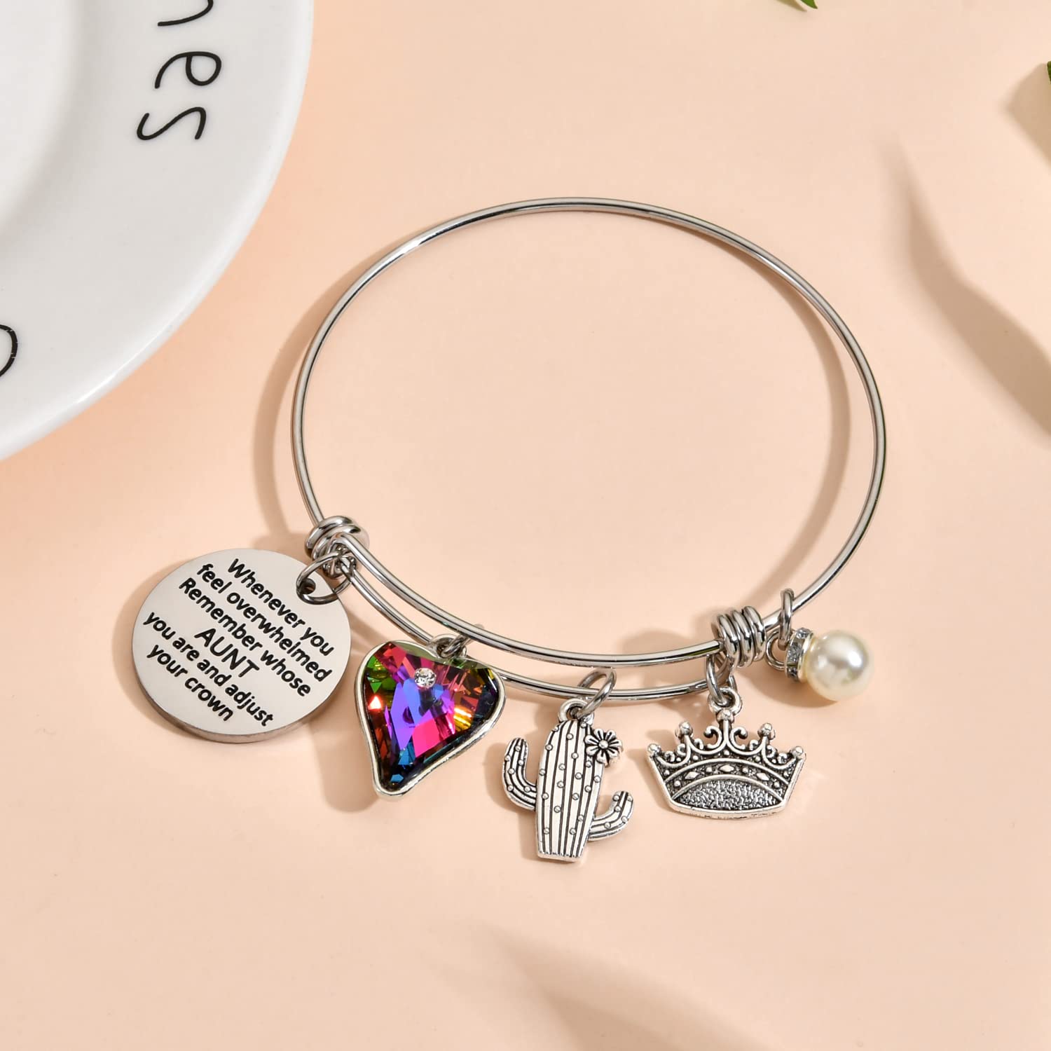 Aunt Gifts from Niece And Nephew Aunt Bracelet Aunt Christmas Gifts Best Aunt Ever Gifts Auntie Charm Bracelets Gifts for Women Gift for Aunt Meaningful Auntie Bangle Jewelry Presents for Aunty