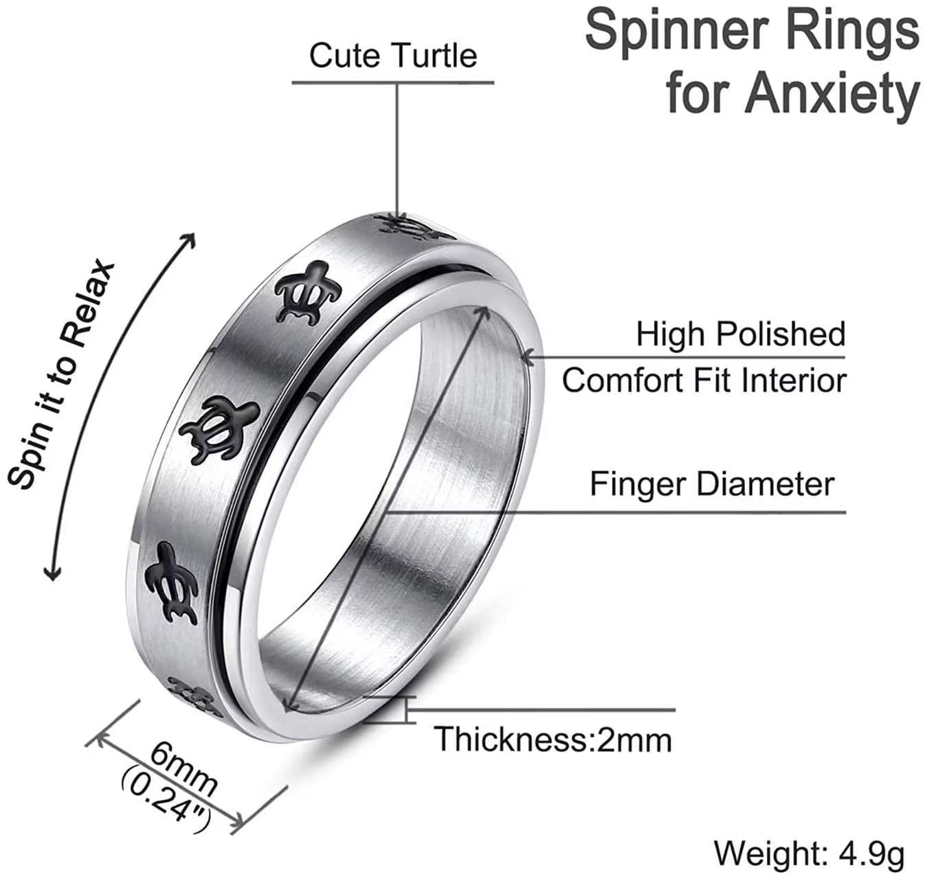 CSIYANJRY99 Cute Turtle Relieving Stress Anxiety Ring Inspirational Turtle Spinner Ring for Women Men (11)