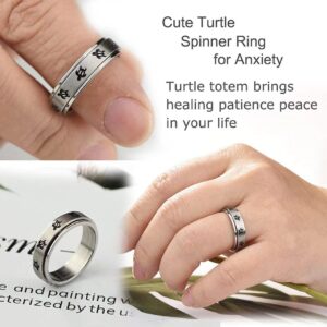 CSIYANJRY99 Cute Turtle Relieving Stress Anxiety Ring Inspirational Turtle Spinner Ring for Women Men (11)