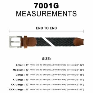 2 Count Men's Stretch Belt Braided Elastic Stretch Belt Casual Weave Canvas Fabric Woven Belt 1-3/8" Wide (Black/Blue/Navy- Black/Gray/White, XXXL)