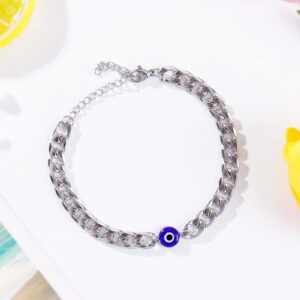 Dcfywl731 Evil Eye Bracelet for Women Evil Eye Charms for Bracelets Hamsa Bracelet for Men Silver Gold Mexican Bracelets Evil Eye Mal De Ojo Bracelets Protection Bracelet (Silver)