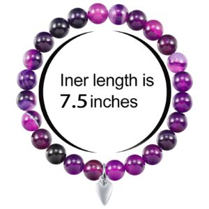 Haoze 60th Birthday Gifts for Women Men, Amethyst Beads Birthday Bracelet for Woman Truning 60 Years Old Jewelry Gift for Women Men Mom Sister Best Friend Wife Boss Birthday Gifts (Amethyst)