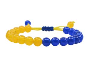 ukraine bracelet, ukraine flag healing crystal bracelet - ukraine jewelry for women men kids (blue - yellow quartz beaded)