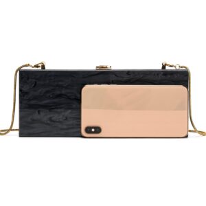 Acrylic Clutch Evening Bag Long Pearl Acrylic Clutch Purse Handbag for Dinner Party Wedding iPhone Black