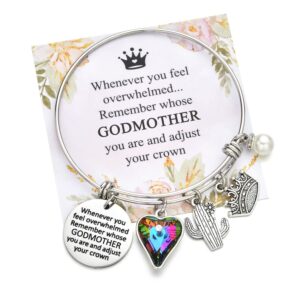 Godmother Gifts from Godchild Godmother Bracelets Godmother Christmas Gifts from Goddaughter Godson God Mother Charm Bangle Proposal Necklace Keychain Birthday Jewelry Gift Ideas for Godmother Women