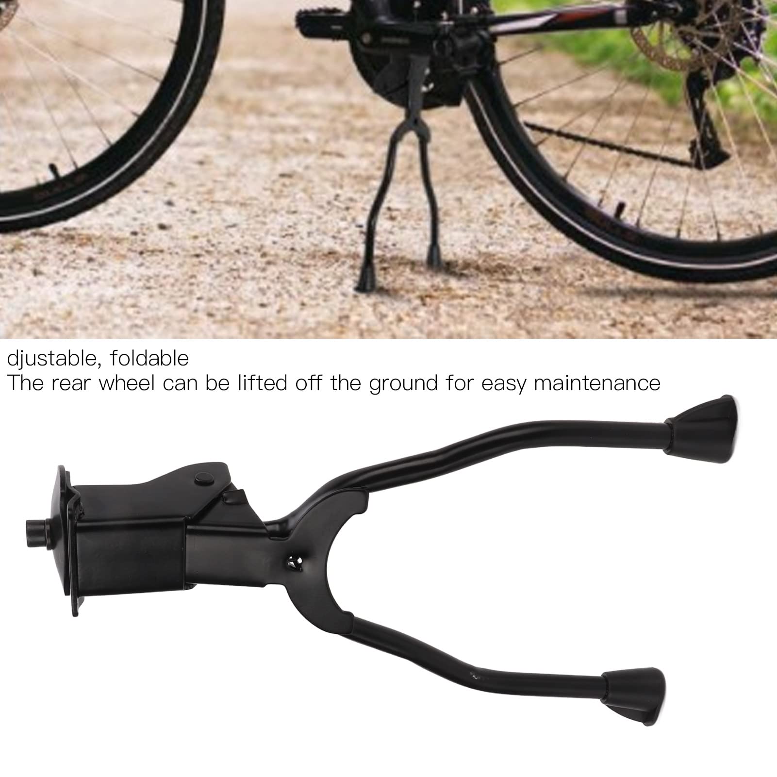 LAJS Bike Kickstand, Center Mount Bike Kickstand Double Leg Bicycle Stand Adjustable Foldable Anti Slip, Bicycle Kickstand Bike Stand for Most 26" and Above Bicycle, Double Leg Bike Kickstand