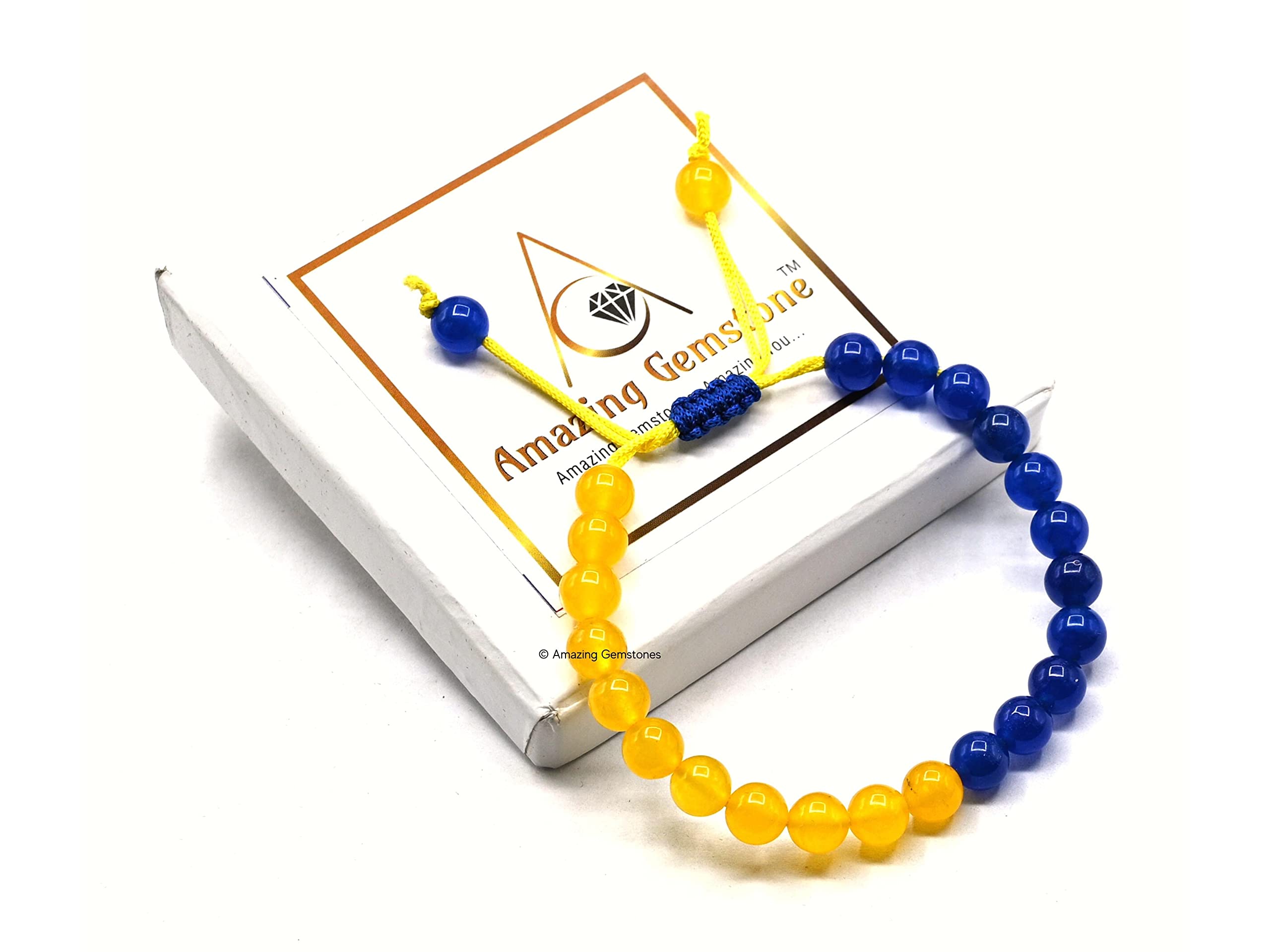 Ukraine Bracelet, Ukraine Flag Healing Crystal Bracelet - Ukraine Jewelry for Women Men Kids (Blue - Yellow Quartz Beaded)