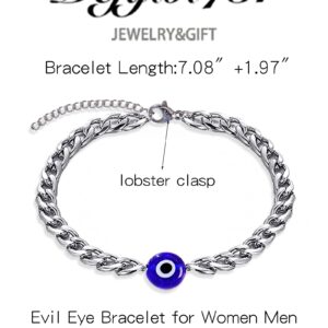 Dcfywl731 Evil Eye Bracelet for Women Evil Eye Charms for Bracelets Hamsa Bracelet for Men Silver Gold Mexican Bracelets Evil Eye Mal De Ojo Bracelets Protection Bracelet (Silver)