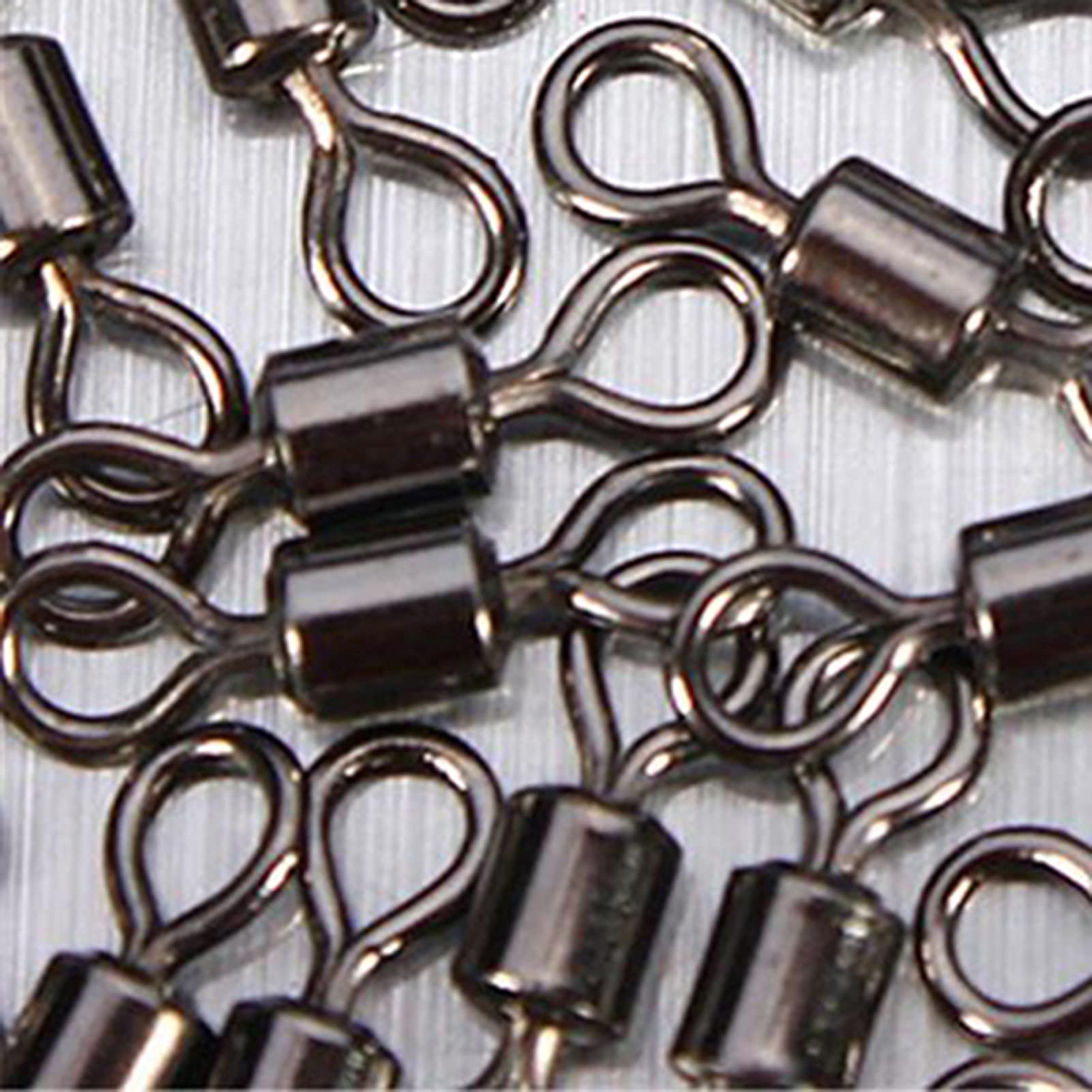 100pcs Fishing Barrel Swivels, Rolling Swivels Stainless Steel Swivels Fishing Tackles Black Nickel Ball Bearing Swivels for Freshwater Saltwater Fishing 12#