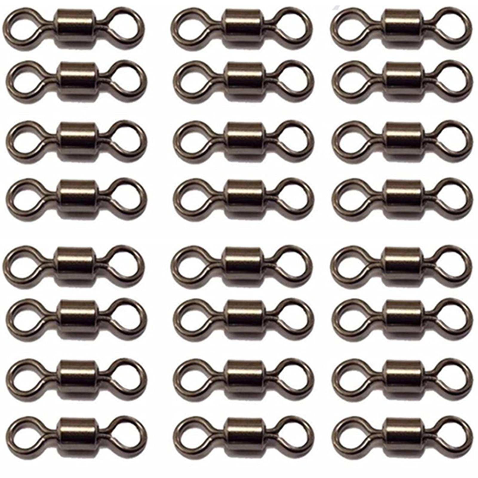 100pcs Fishing Barrel Swivels, Rolling Swivels Stainless Steel Swivels Fishing Tackles Black Nickel Ball Bearing Swivels for Freshwater Saltwater Fishing 12#