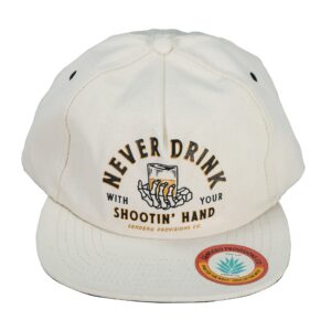 Sendero Provisions Co. Shootin Hand Hat Screen Printed Strapback Cap Off-White, One Size