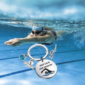 PLITI Swimming Keychain Swimming Lover Gift Keep Calm And Swim On Keyring For Swimming Lover Swim Team Inspirational Gift For Sports Lover (keep calm swim)