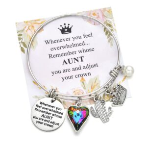 Aunt Gifts from Niece And Nephew Aunt Bracelet Aunt Christmas Gifts Best Aunt Ever Gifts Auntie Charm Bracelets Gifts for Women Gift for Aunt Meaningful Auntie Bangle Jewelry Presents for Aunty