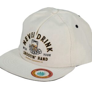 Sendero Provisions Co. Shootin Hand Hat Screen Printed Strapback Cap Off-White, One Size