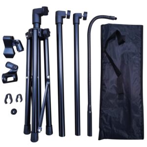 VonSom Microphone Stand Microphone Tripod Adjustable Height Up To 72inch / 183CM Gooseneck Mic Stand Tripod with Carrying Bag Mic Clips Cable Clips, Black