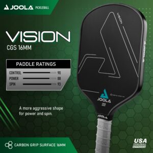 JOOLA Vision Pickleball Paddle with Textured Carbon Grip Surface Technology for Maximum Spin and Control with Added Power - Polypropylene Honeycomb Core Pickleball Racket 16mm