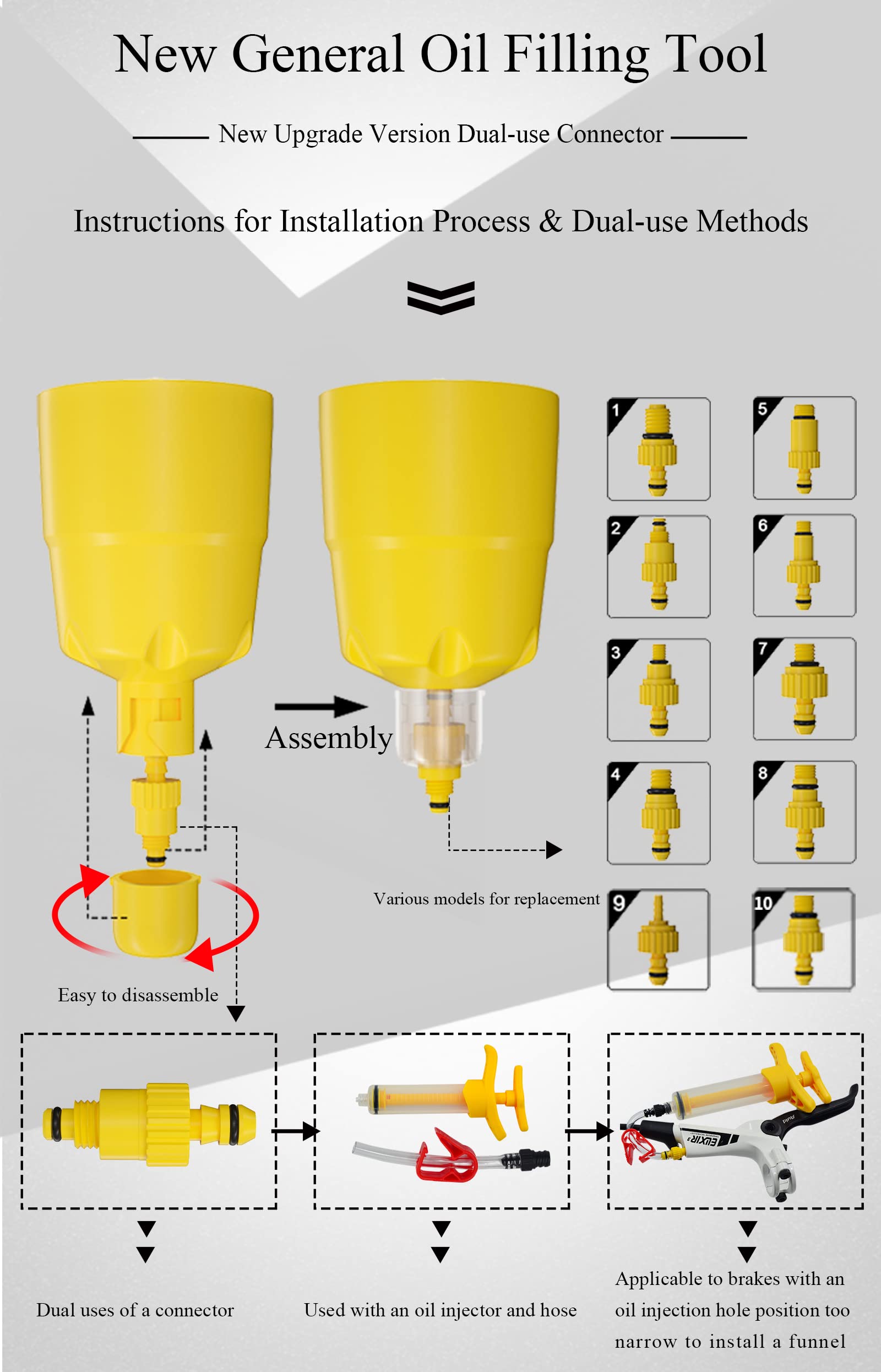 CYCEARTH Bicycle Hydraulic Disc Brake Oil Bleed Kit for All Brakes Shimano,SRAM,AVID,TEKTRO,MAGURA,Hayes,Bike Brake Repair Tool (Standard)