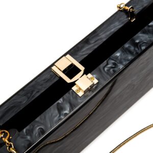 Acrylic Clutch Evening Bag Long Pearl Acrylic Clutch Purse Handbag for Dinner Party Wedding iPhone Black