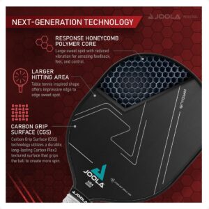 JOOLA Radius Pro Pickleball Paddle with Textured Carbon Grip Surface - Creates More Spin and Maximum Control - Largest Sweetspot - 16mm Pickleball Racket with Response Polypropylene Honeycomb Core