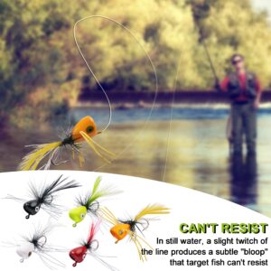 OROOTL Fly Fishing Dry Flies Kit, Fly Popper Lures Foam Float Popper Fly Fishig Lure Colorful Topwater Popping Bug Flies for Panfish Bluegill Bass Sunfish Trout Salmon