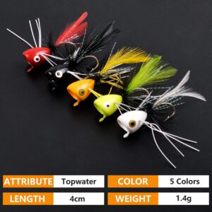 OROOTL Fly Fishing Dry Flies Kit, Fly Popper Lures Foam Float Popper Fly Fishig Lure Colorful Topwater Popping Bug Flies for Panfish Bluegill Bass Sunfish Trout Salmon