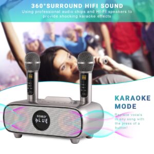 Karaoke Machine for Adults and Kids,Portable Bluetooth 2 Wireless Karaoke Microphone with Holder/USB/TF Card/AUX-in, PA Speaker System for Home Party, Picnic,Car,Outdoor/Indoor