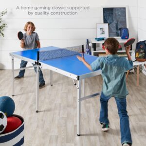 Best Choice Products 6x3ft Portable Ping Pong Table Game Set, Folding Indoor Outdoor Table Tennis for Rec Room w/ 2 Paddles, 2 Balls, Net, Carrying Bag, Adjustable Feet