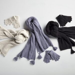 Mud Pie Chenille Womens Glove And Scarf Set, One Size, Black