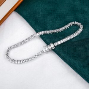 TIKJE 925 Sterling Silver 3mm Cubic Zirconia Classic Tennis Bracelet | White Gold Bracelets for Women | Size 6.5 Inch