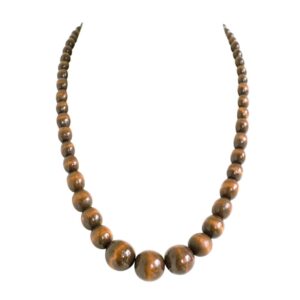 Xianli Wang Natural Wood Beads Necklace for Men Women Wooden Chain Unisex Chunky Bead Necklaces