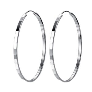 Mozzafi 925 Sterling Silver 2.5mm Width 6 Sizes Big Hoop Earrings Women (Dia 60mm)