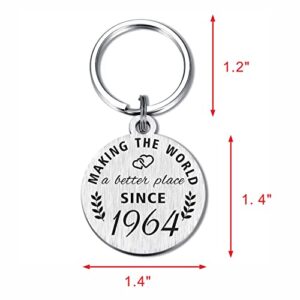 ABNTY 60th Birthday Gifts for Women Men, 60 Year Old Birthday Keychain, Born in 1964 Gifts, 1964 Birthday Decorations