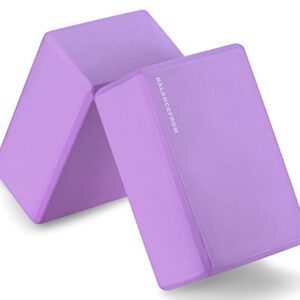 Signature Fitness All Purpose 1/2-Inch Extra Thick High Density Anti-Tear Exercise Yoga Mat and Knee Pad with Carrying Strap and Yoga Blocks, Purple