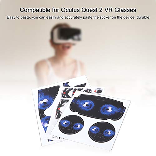 VR Controller Headset Stickers, Ultra Thin Comfortable Accurately Paste VR Glasses Protective Sticker Anti Pollution for Oculus Quest 2(Blue Flame Football)