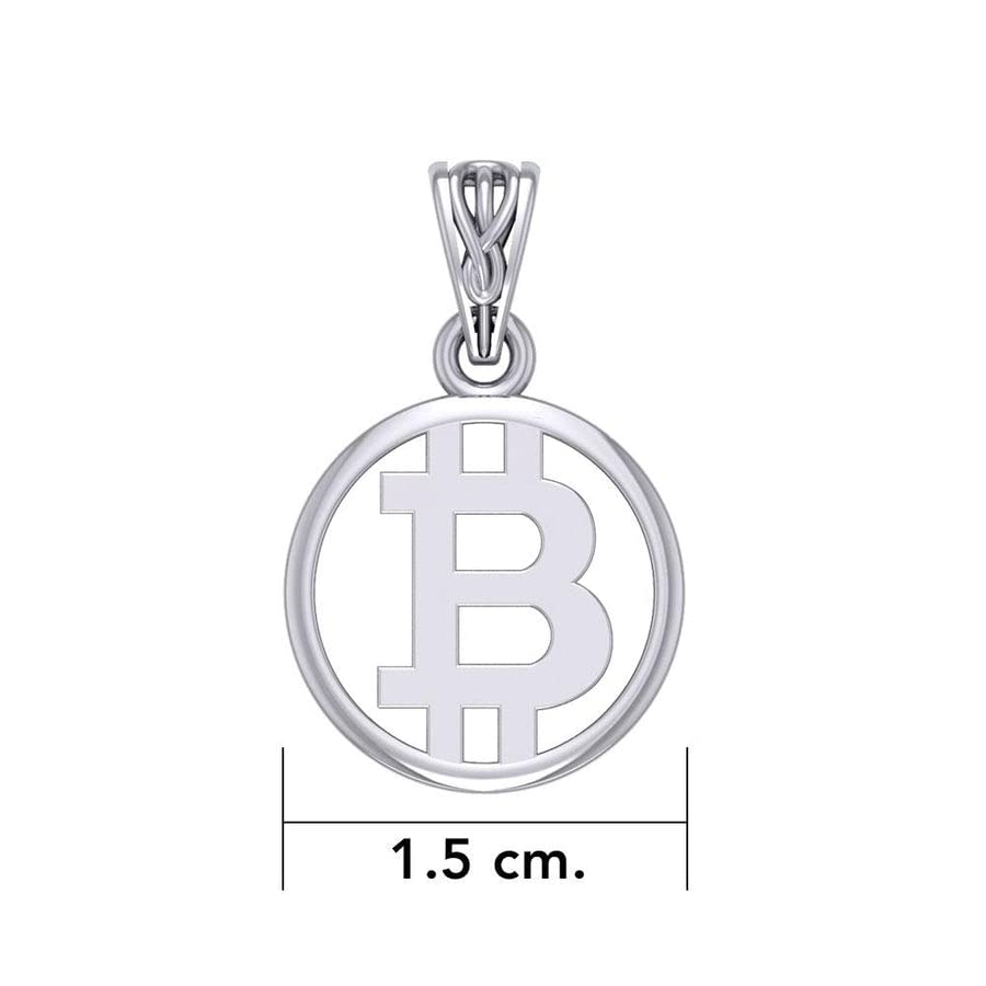 Jewelry Trends Crypto Sterling Silver Small Bitcoin Symbol Cryptocurrency Pendant