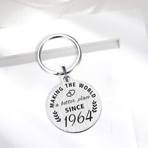 ABNTY 60th Birthday Gifts for Women Men, 60 Year Old Birthday Keychain, Born in 1964 Gifts, 1964 Birthday Decorations