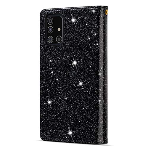 BOYUHII Silicone Protective Case for phone For Samsung Galaxy A81 / Note 10 Lite / M60s Multi-card Slots Starry Sky Laser Carving Glitter Zipper Horizontal Flip Leather Case with Holder & Wallet & Lan