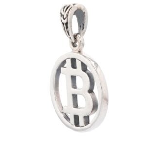 Jewelry Trends Crypto Sterling Silver Small Bitcoin Symbol Cryptocurrency Pendant